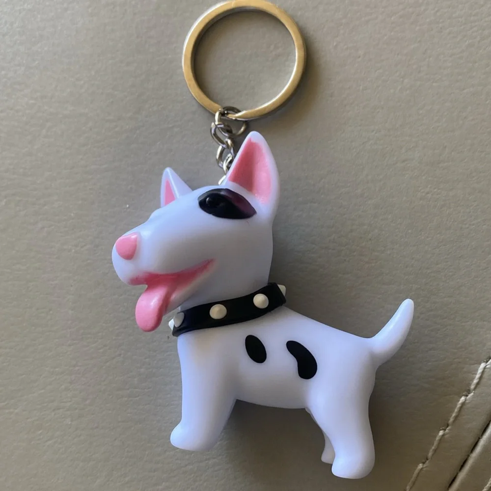 Bull Terrier Keychain with Black Collar
